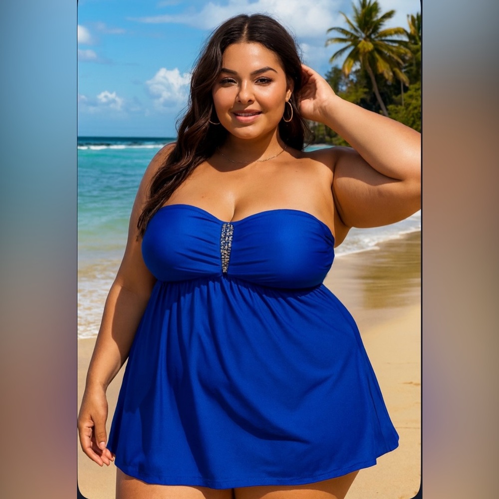 NWT Torrid One Piece Purple Bandeau Jeweled Tankini Top Women's Plus Size 5 XL